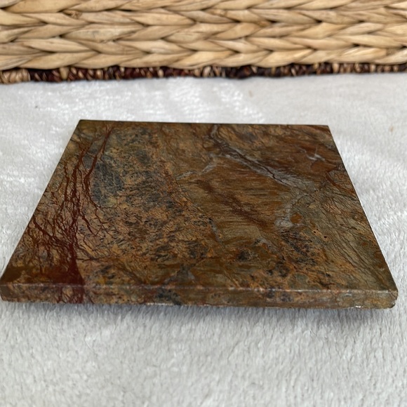 Solid Marble Trinket Dish  5” Square Candle Holder Soap Dish - Picture 2 of 7